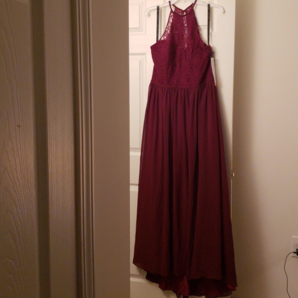Bill Levkoff Wine Bridesmaid Dress
